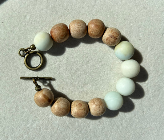 Amazonite & Philippian Wood Bracelet