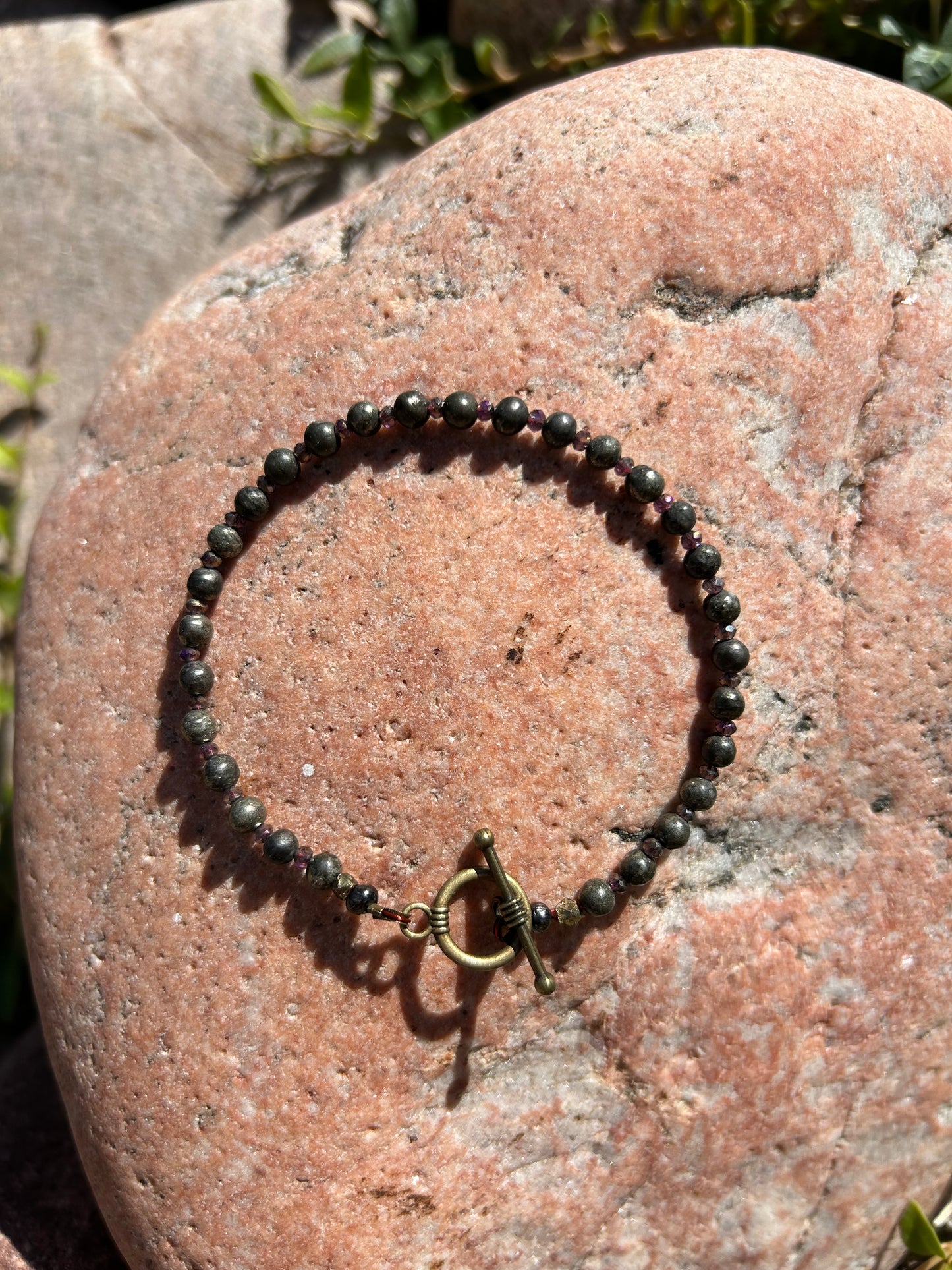 Pyrite Purple Crystal Bracelet