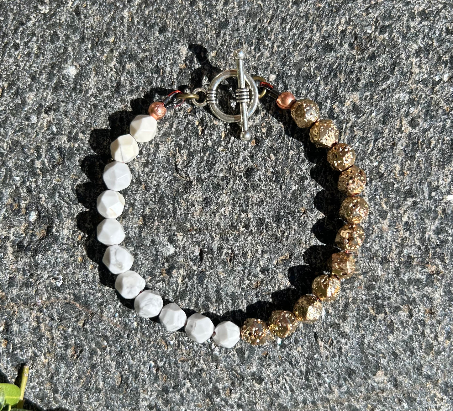 White Howlite & Lava Octagonal Bracelet