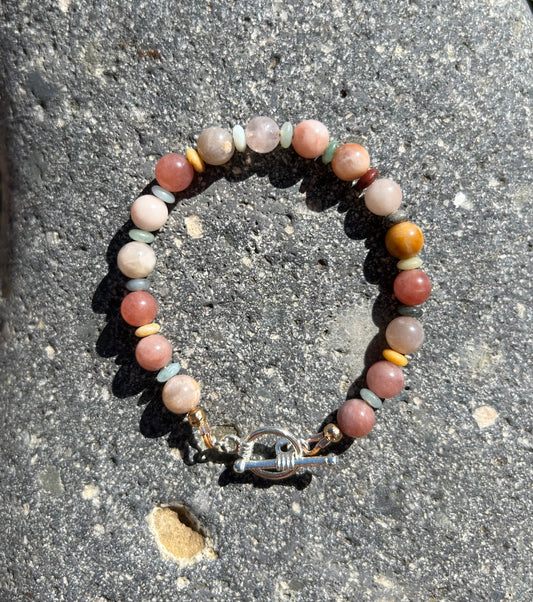 Sunstone & Amazonite Disc Bracelet