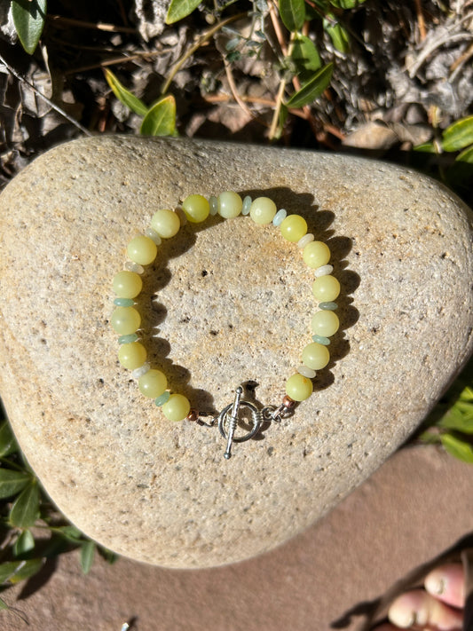 Lemon Jade & Amazonite Disc Bracelet