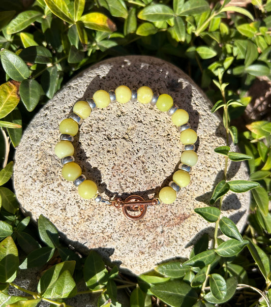 Lemon Jade & Silver Bracelet