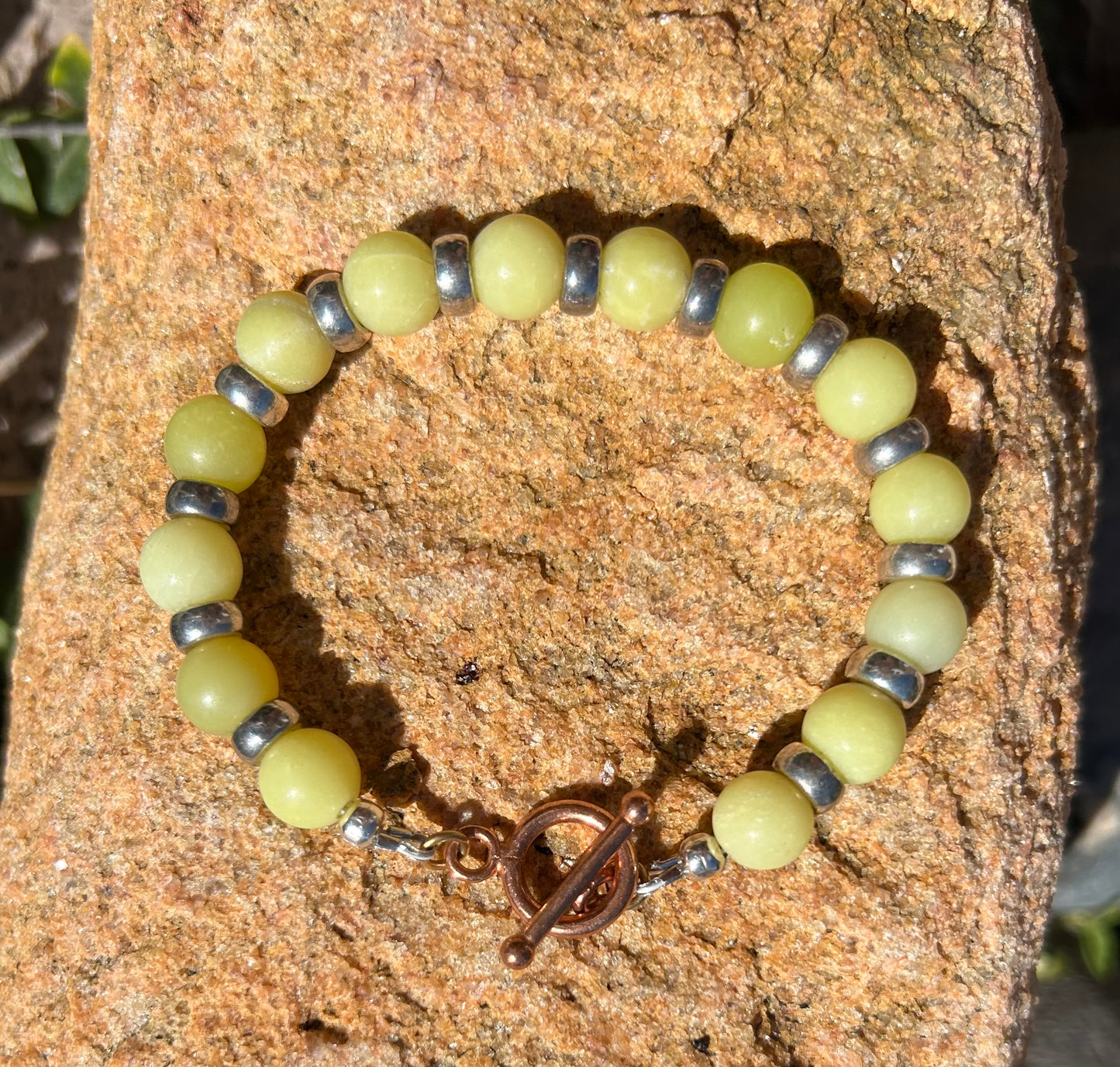 Lemon Jade & Silver Bracelet