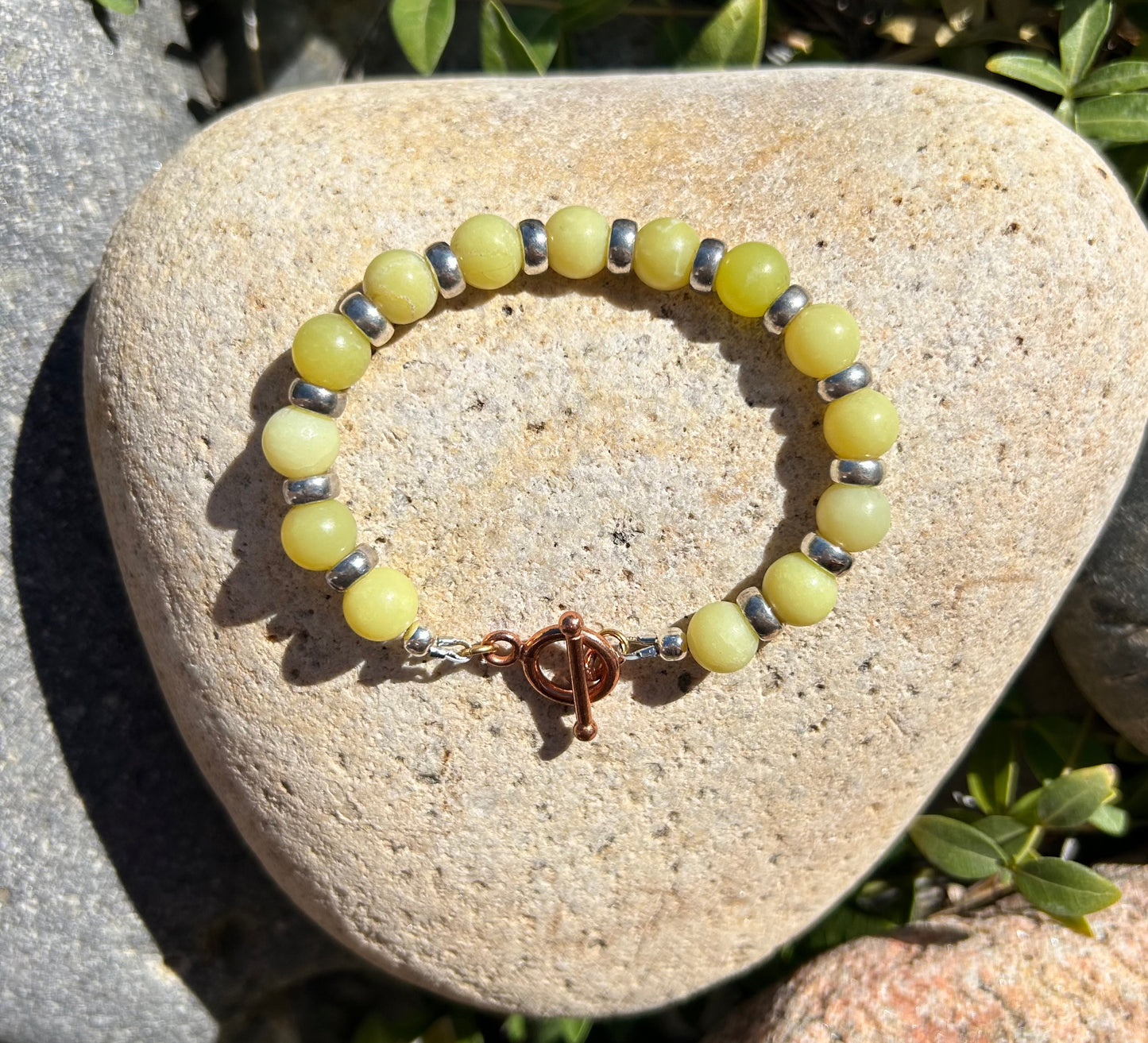 Lemon Jade & Silver Bracelet