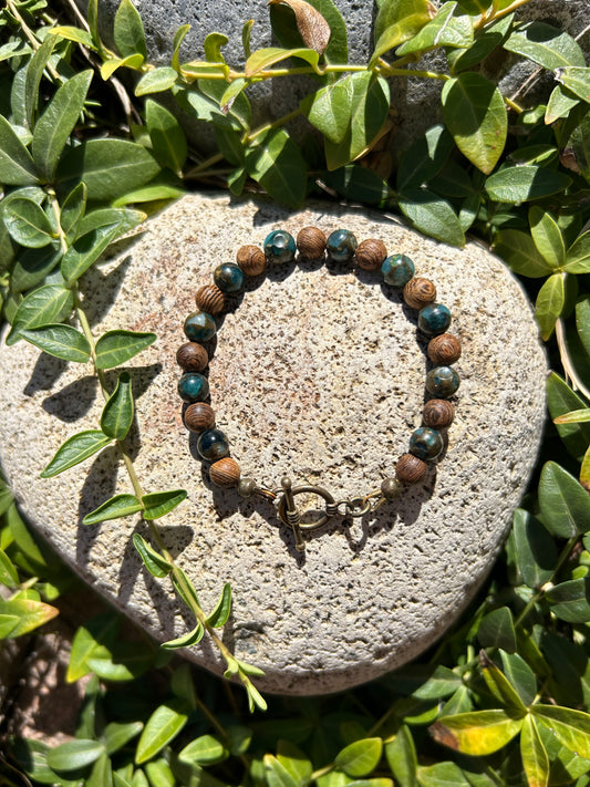 Wengewood & Blue Rivershell Bracelet