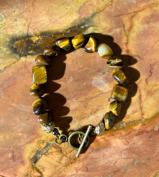 Tiger Eye Rock Polish Bracelet