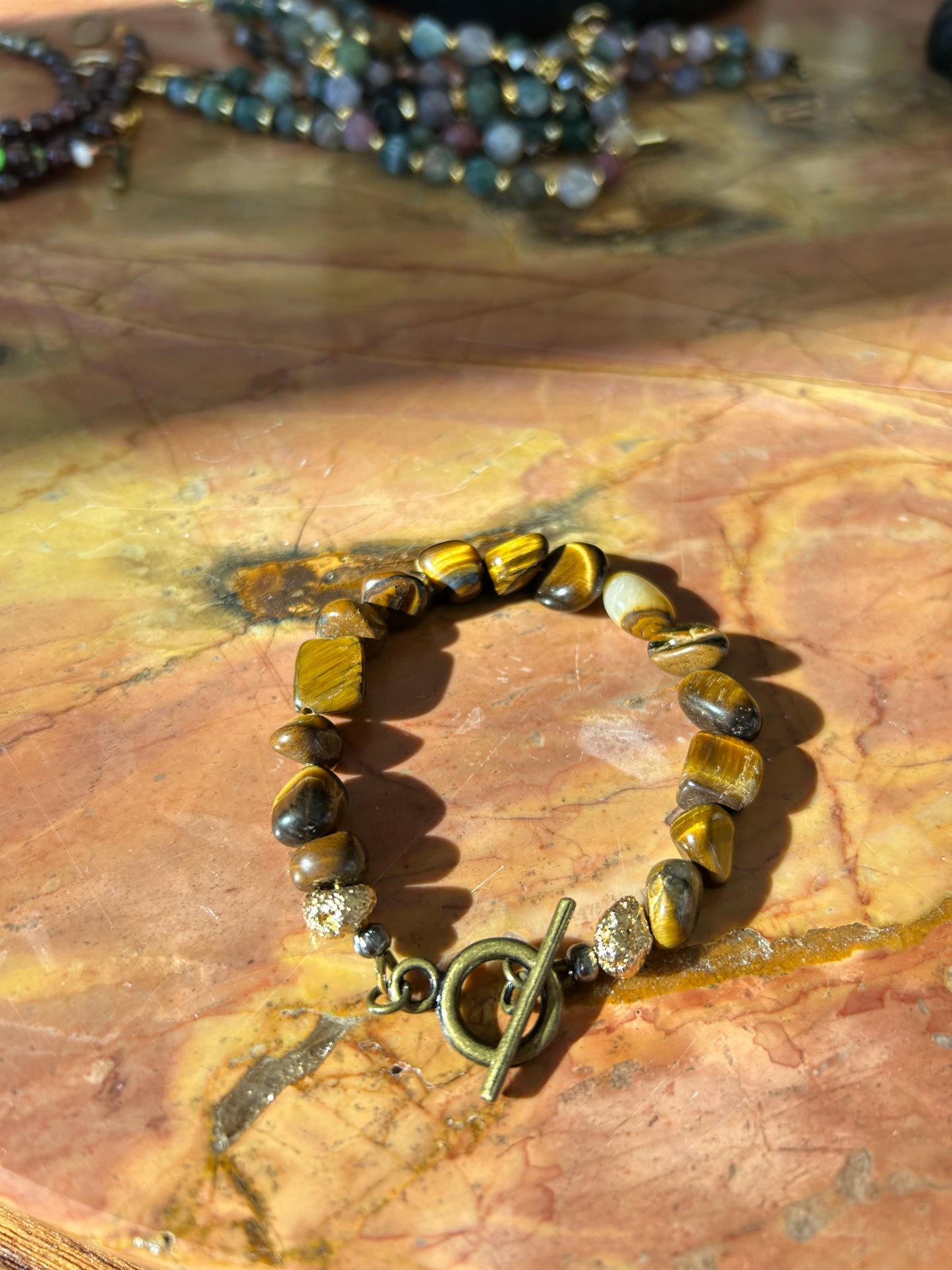 Tiger Eye Rock Polish Bracelet