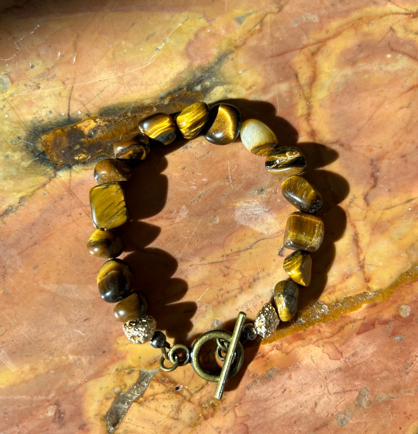 Tiger Eye Rock Polish Bracelet