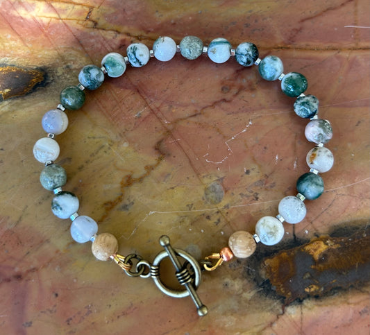 Tree Agate & Hematite Bracelet