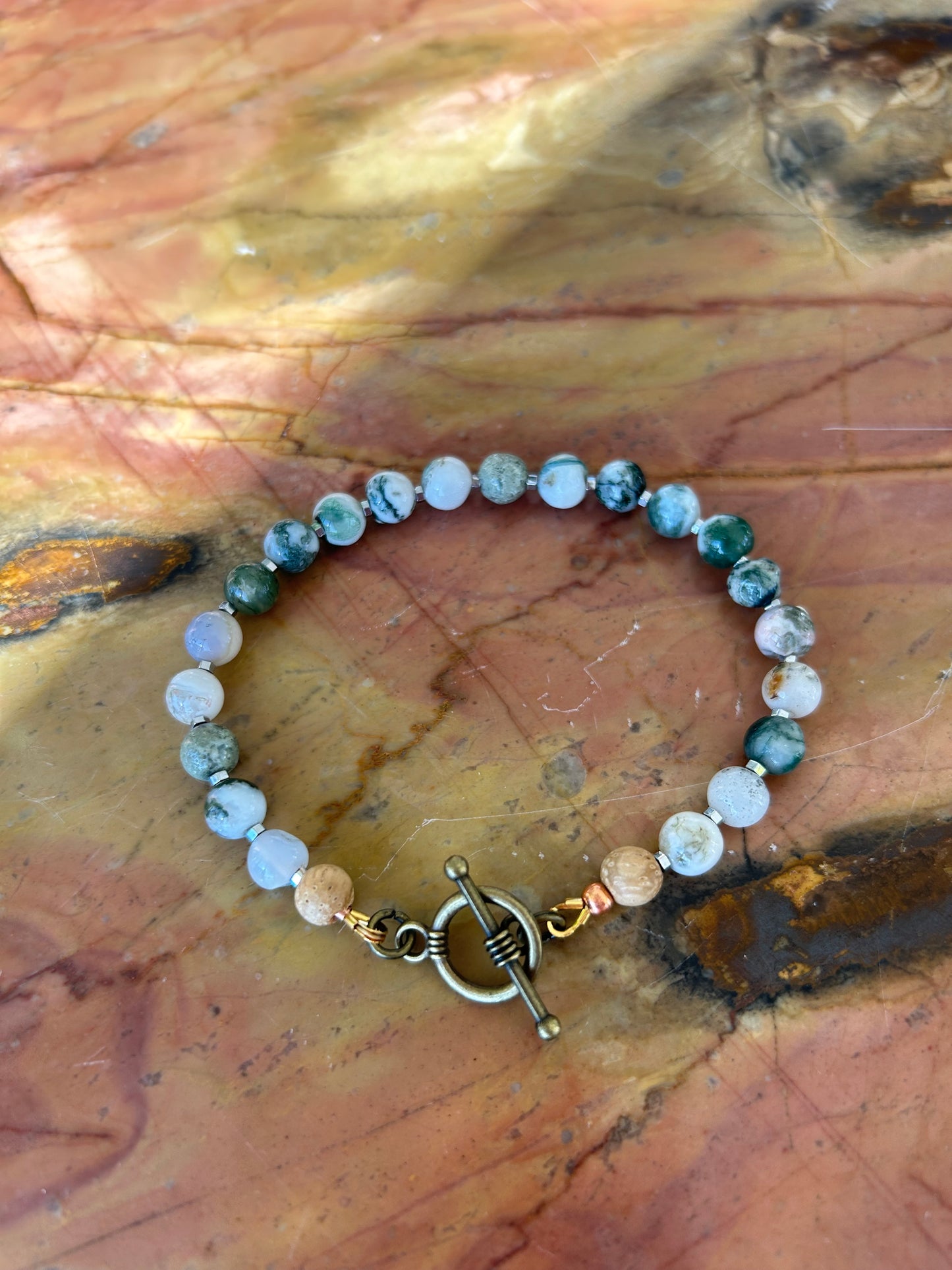 Tree Agate & Hematite Bracelet