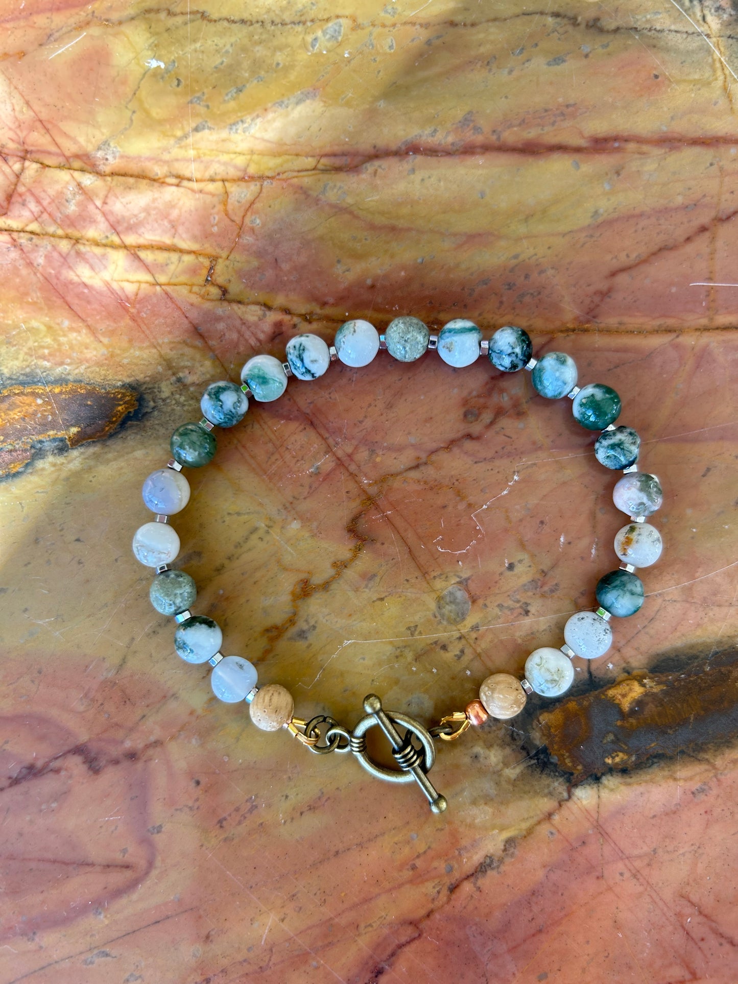 Tree Agate & Hematite Bracelet