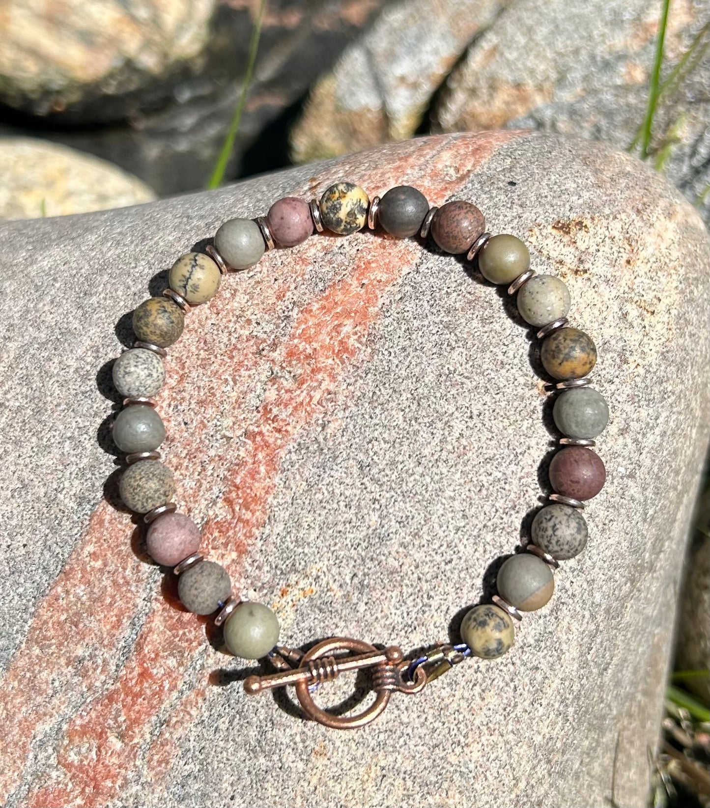 Yellow Rainbow Jasper Rose Gold